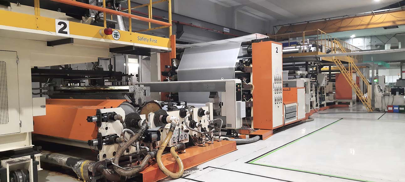 Interior of S&S Hygiene Solution factory showing large nonwoven manufacturing machinery